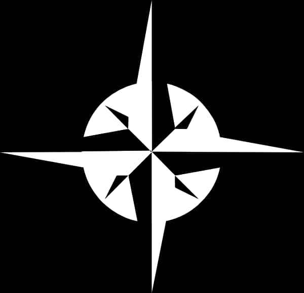 Blackand White Compass Rose PNG image