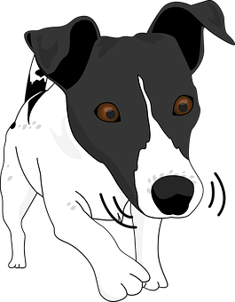 Blackand White Dog Illustration PNG image