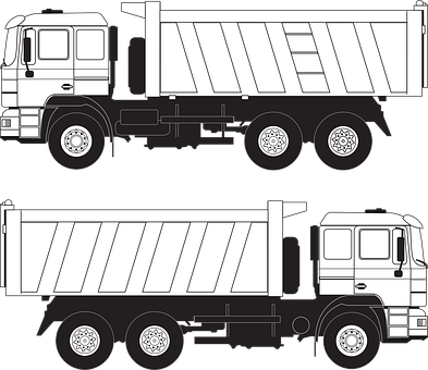 Blackand White Dump Truck Illustration PNG image