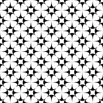 Blackand White Floral Tile Pattern PNG image