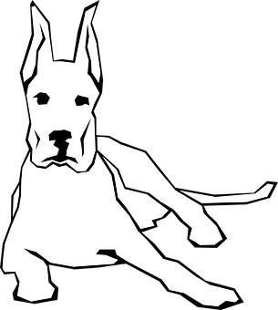 Blackand White Great Dane Graphic PNG image