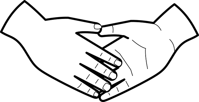 Blackand White Handshake Illustration PNG image