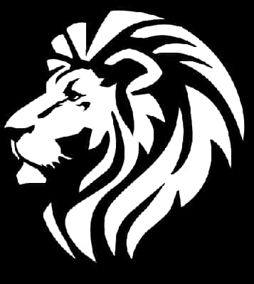 Blackand White Lion Profile PNG image