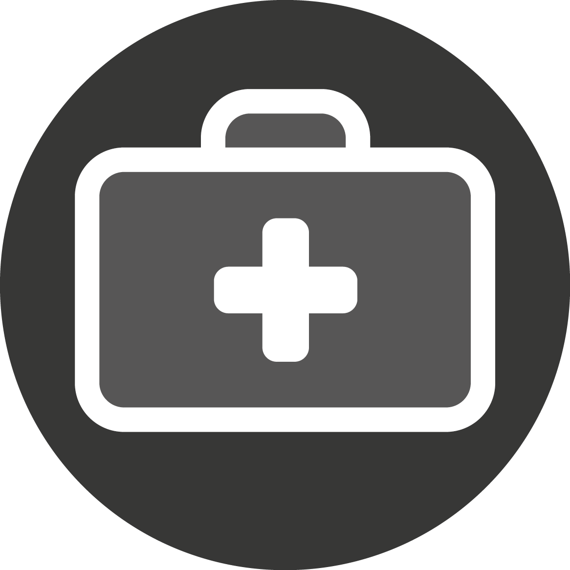 Blackand White Medical Kit Icon PNG image