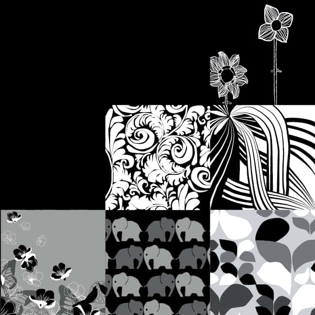 Blackand White Pattern Collage PNG image