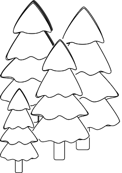 Blackand White Pine Trees Illustration PNG image