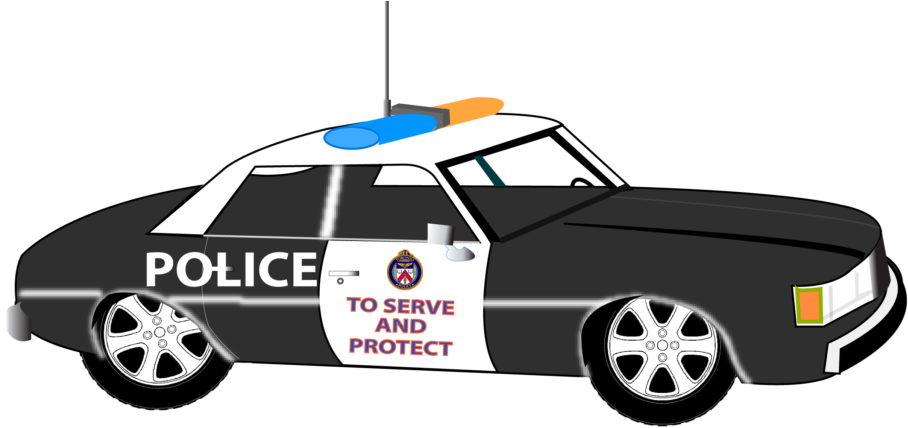 Blackand White Police Car Illustration PNG image