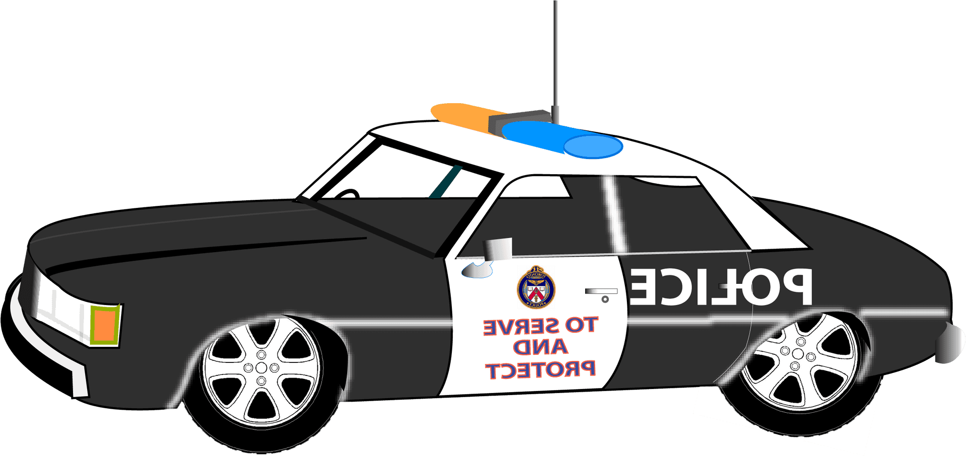 Blackand White Police Car Illustration.png PNG image