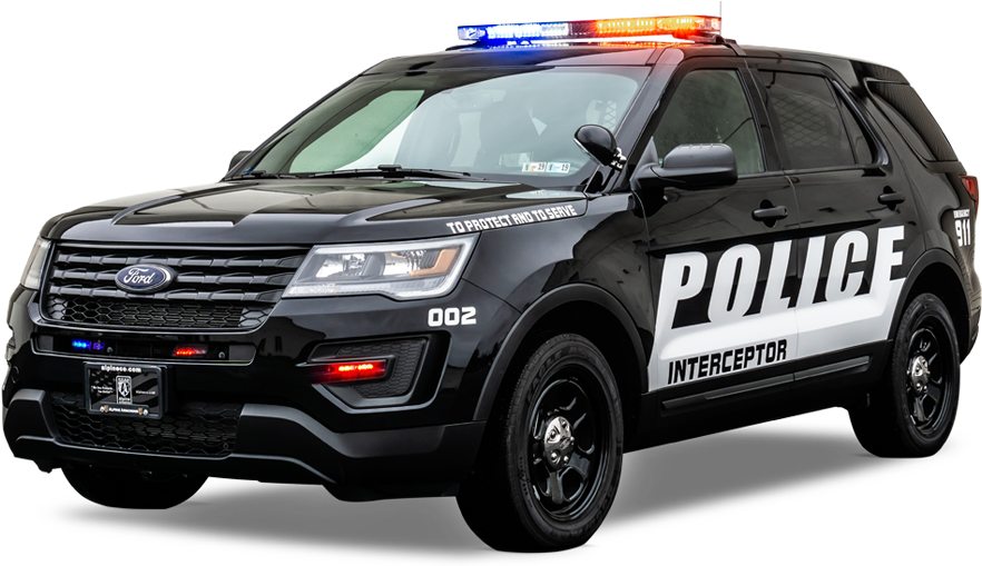 Blackand White Police Interceptor Vehicle PNG image