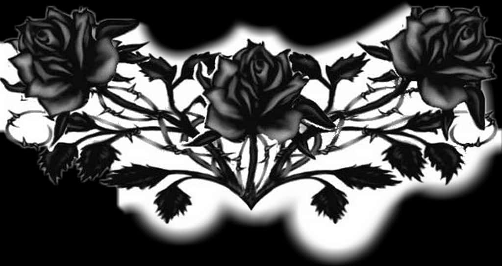 Blackand White Rose Tattoo Design PNG image