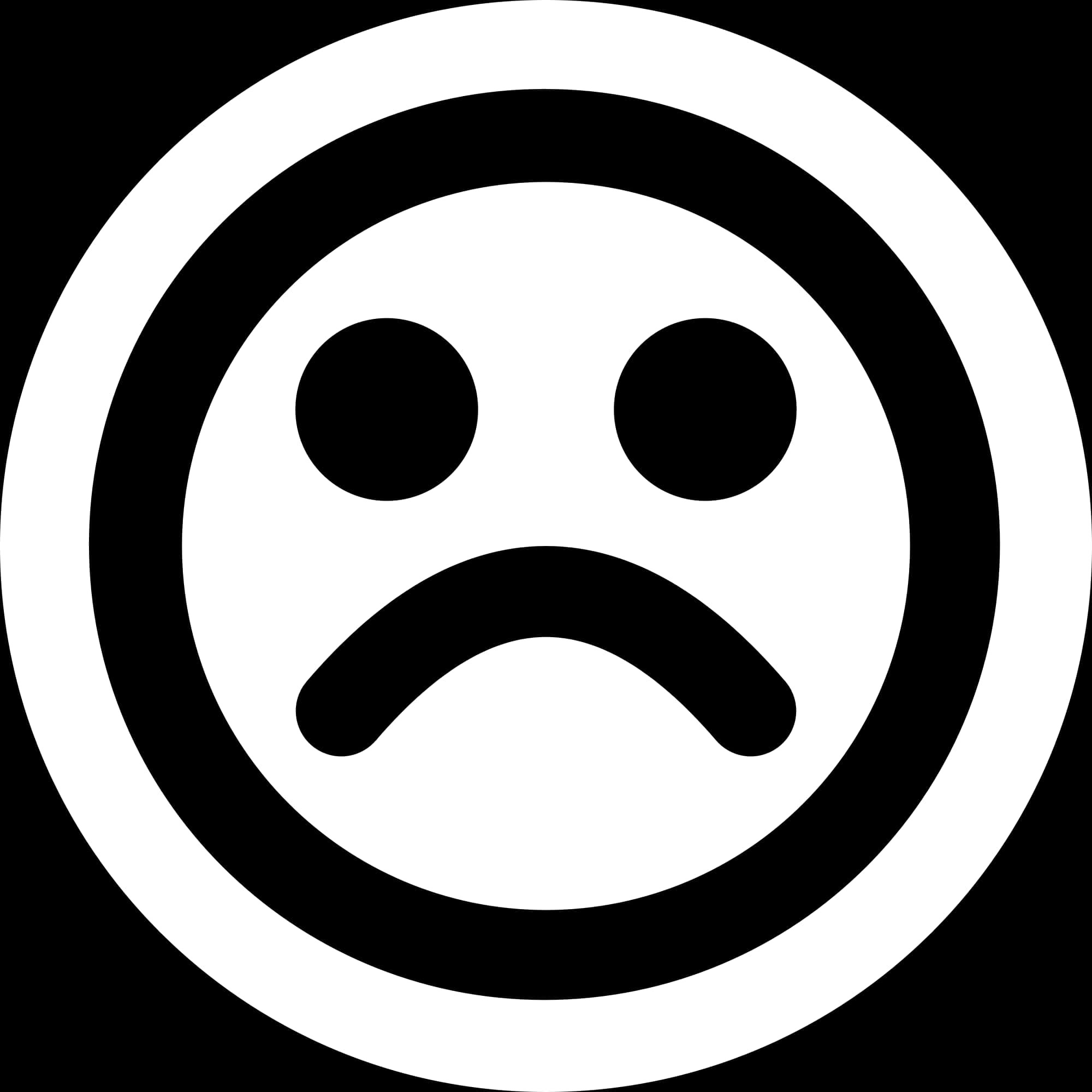 Blackand White Sad Face Icon PNG image