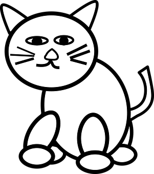 Blackand White Simple Cat Illustration PNG image