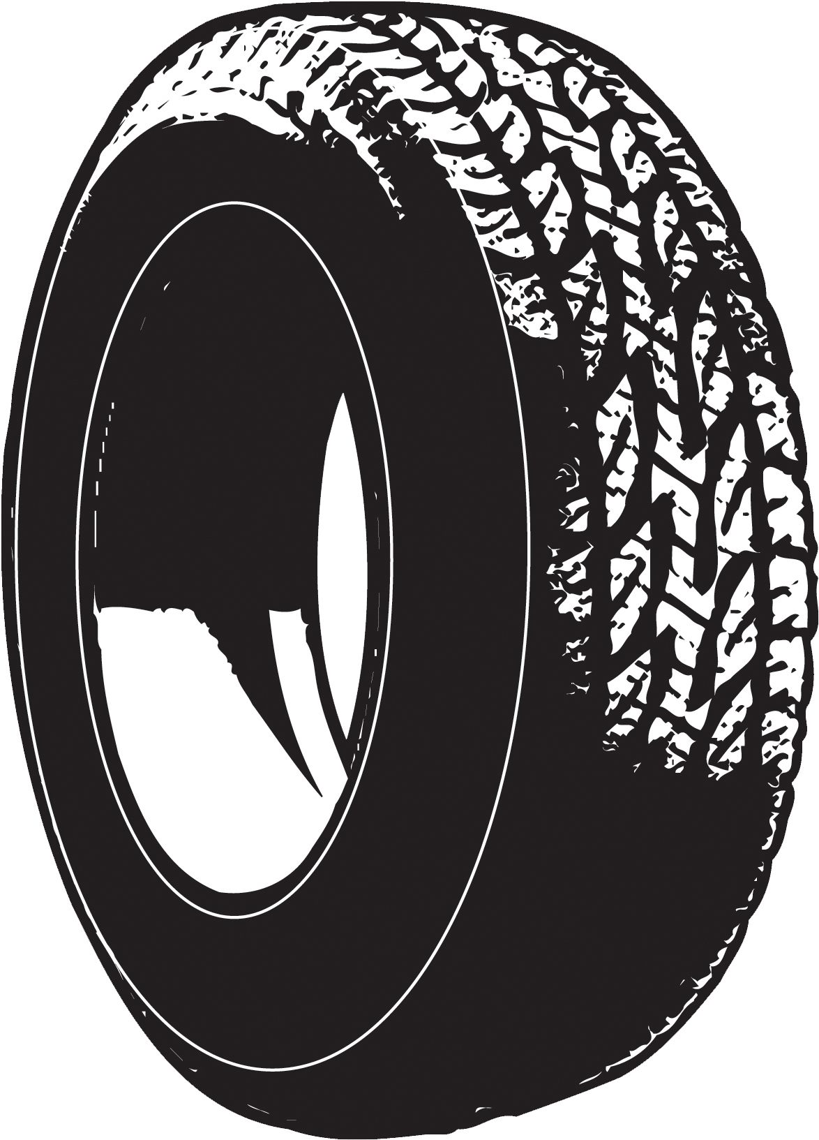 Blackand White Tire Clipart PNG image