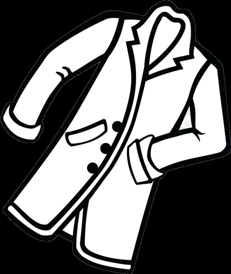 Blackand White Trench Coat Illustration PNG image