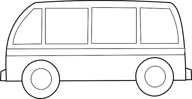 Blackand White Van Outline PNG image