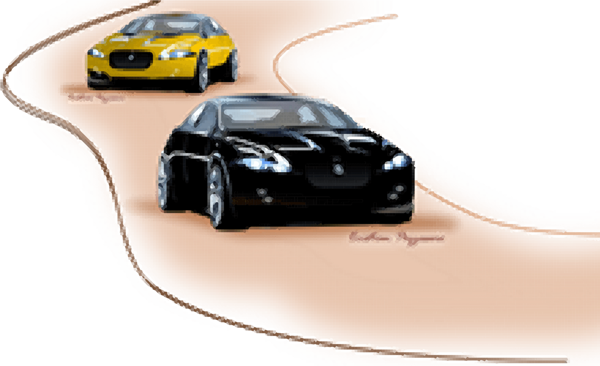 Blackand Yellow Sports Cars Racing PNG image