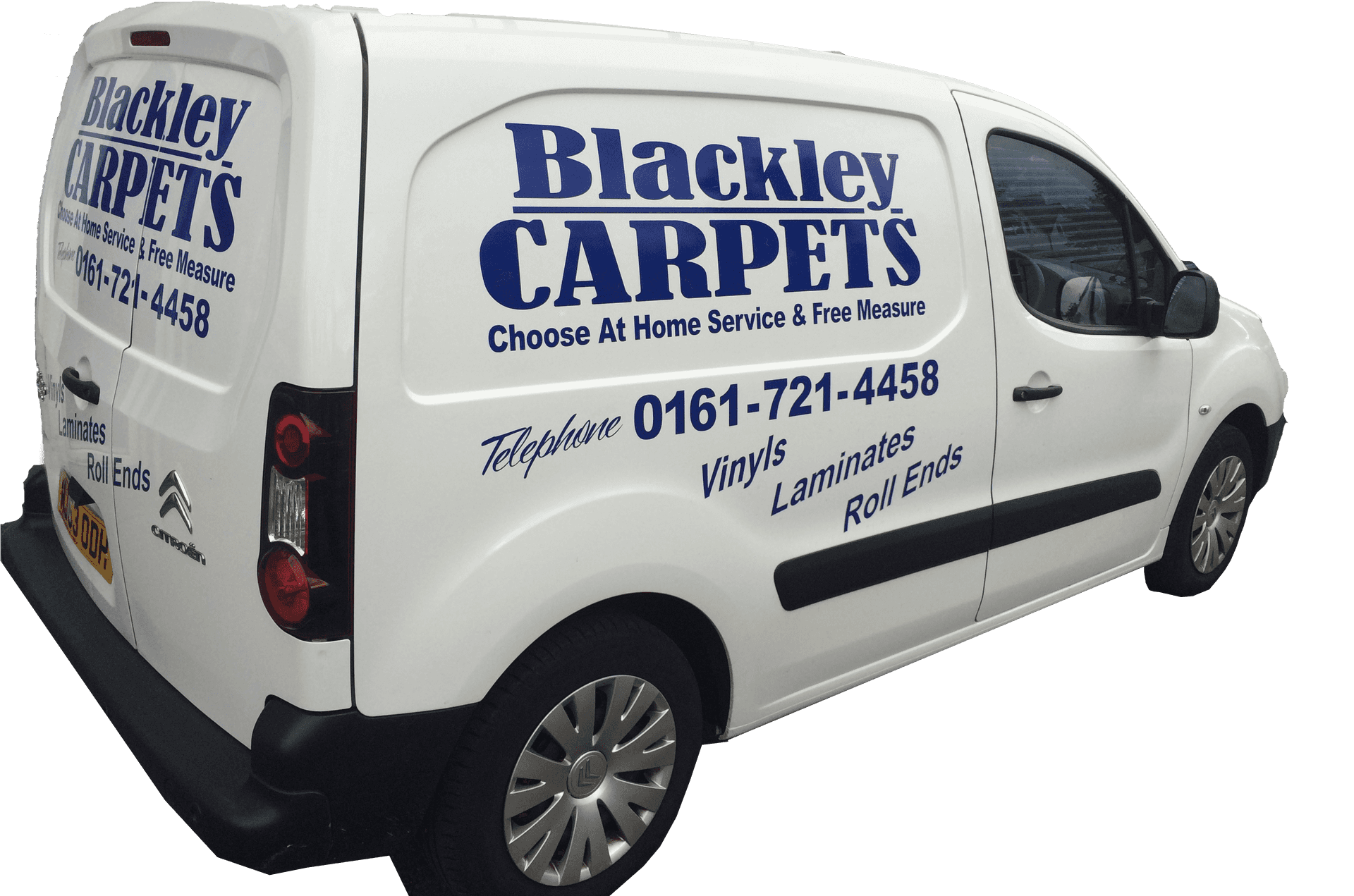 Blackley Carpets Van Branding PNG image