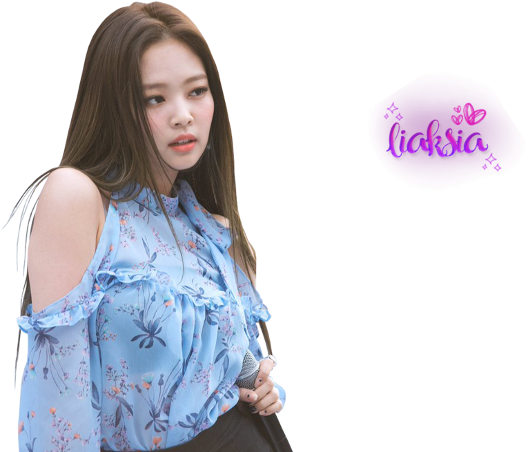 Blackpink Member Blue Floral Top PNG image