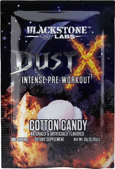 Blackstone Labs Dust X Cotton Candy Pre Workout Supplement PNG image