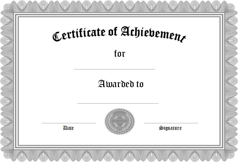 Blank Certificateof Achievement Template PNG image