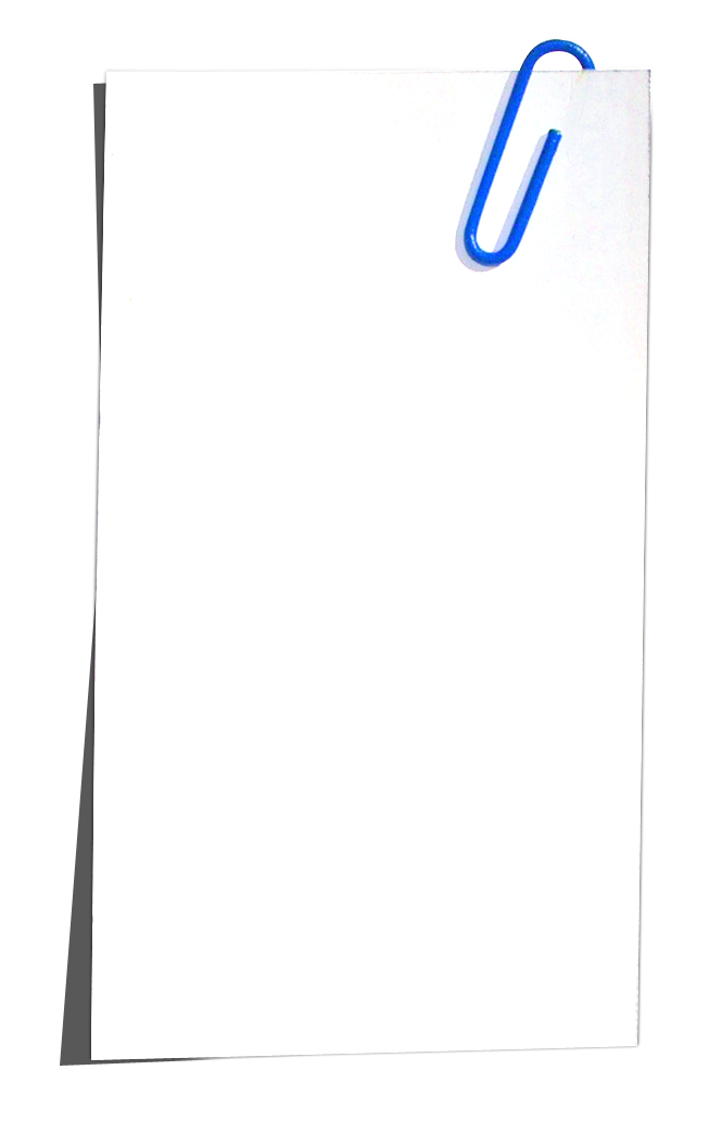 Blank Paper Blue Paperclip PNG image