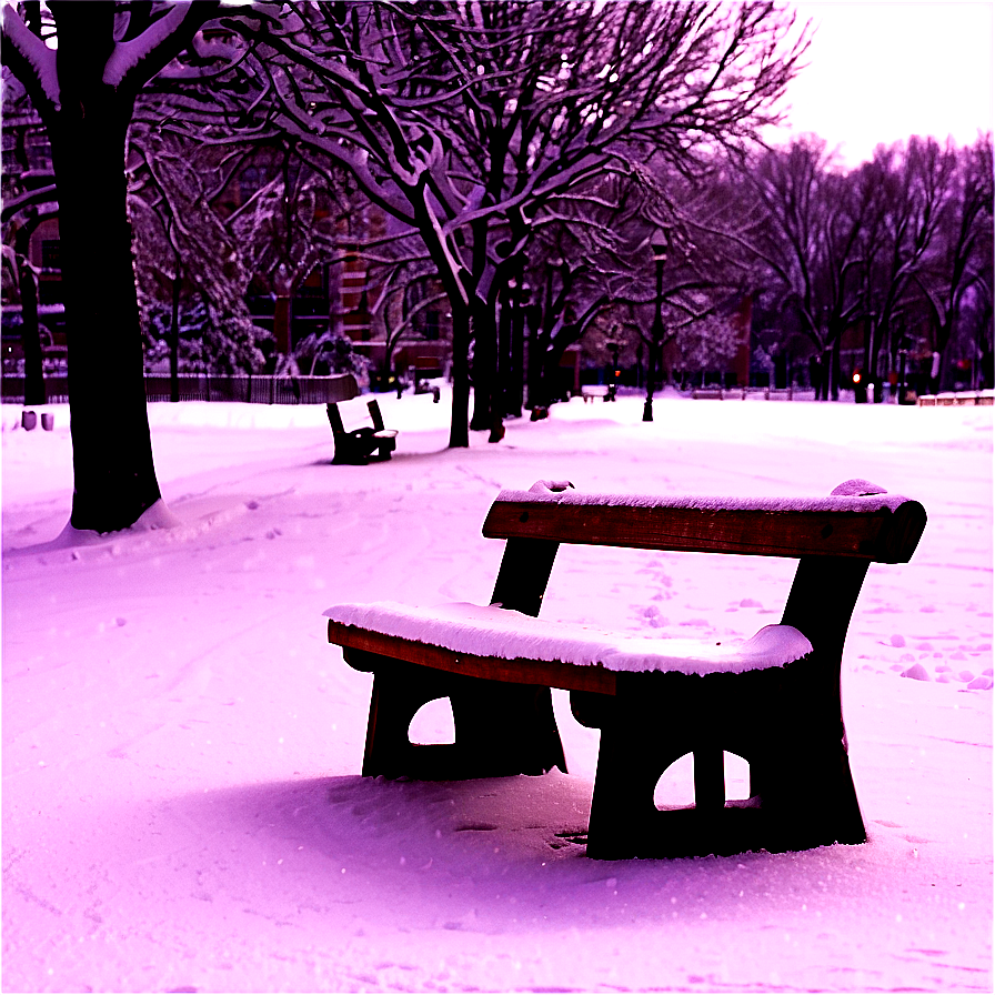 Blanket Of Snow Park Bench Png Hth26 PNG image