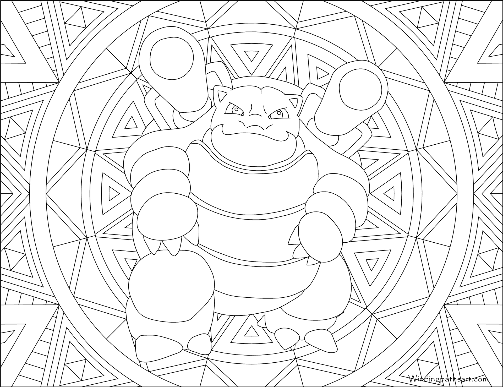 Blastoise Mandala Coloring Page PNG image