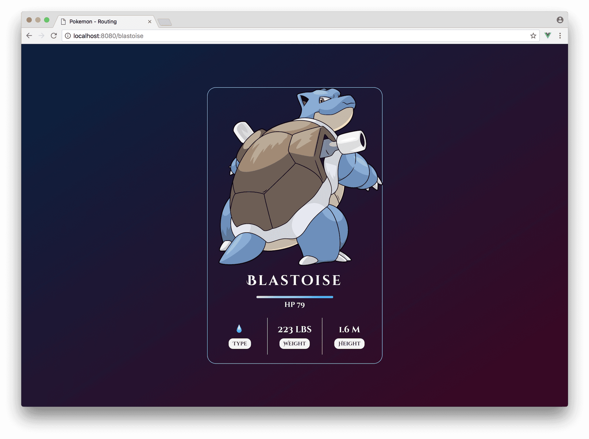 Blastoise Pokemon Profile Card PNG image