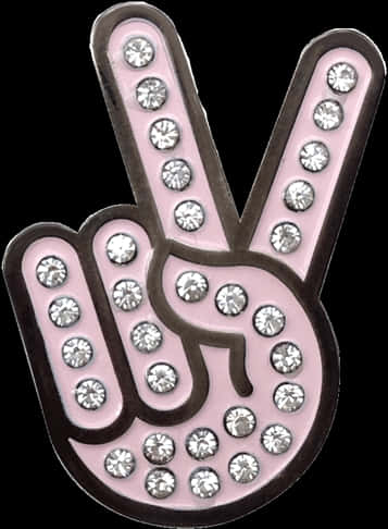 Blinged Out Peace Sign Pin PNG image