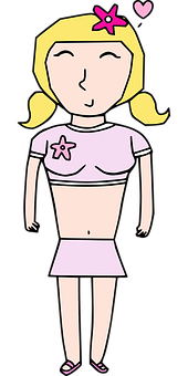 Blissful Cartoon Girlwith Star Accessories PNG image