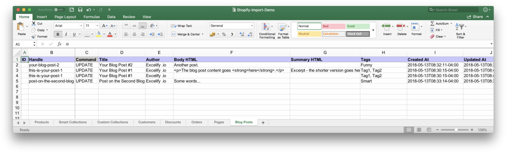 Blog Content Management Excel Spreadsheet PNG image
