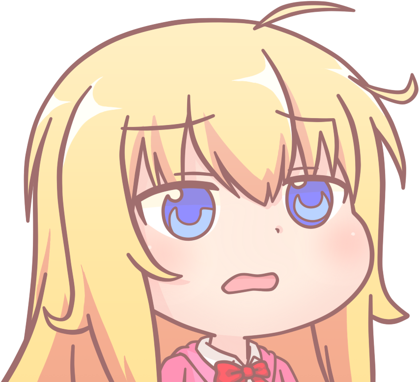 Blonde Anime Character Facial Expression PNG image