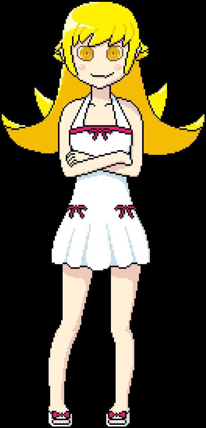 Blonde Anime Character Pixel Art PNG image