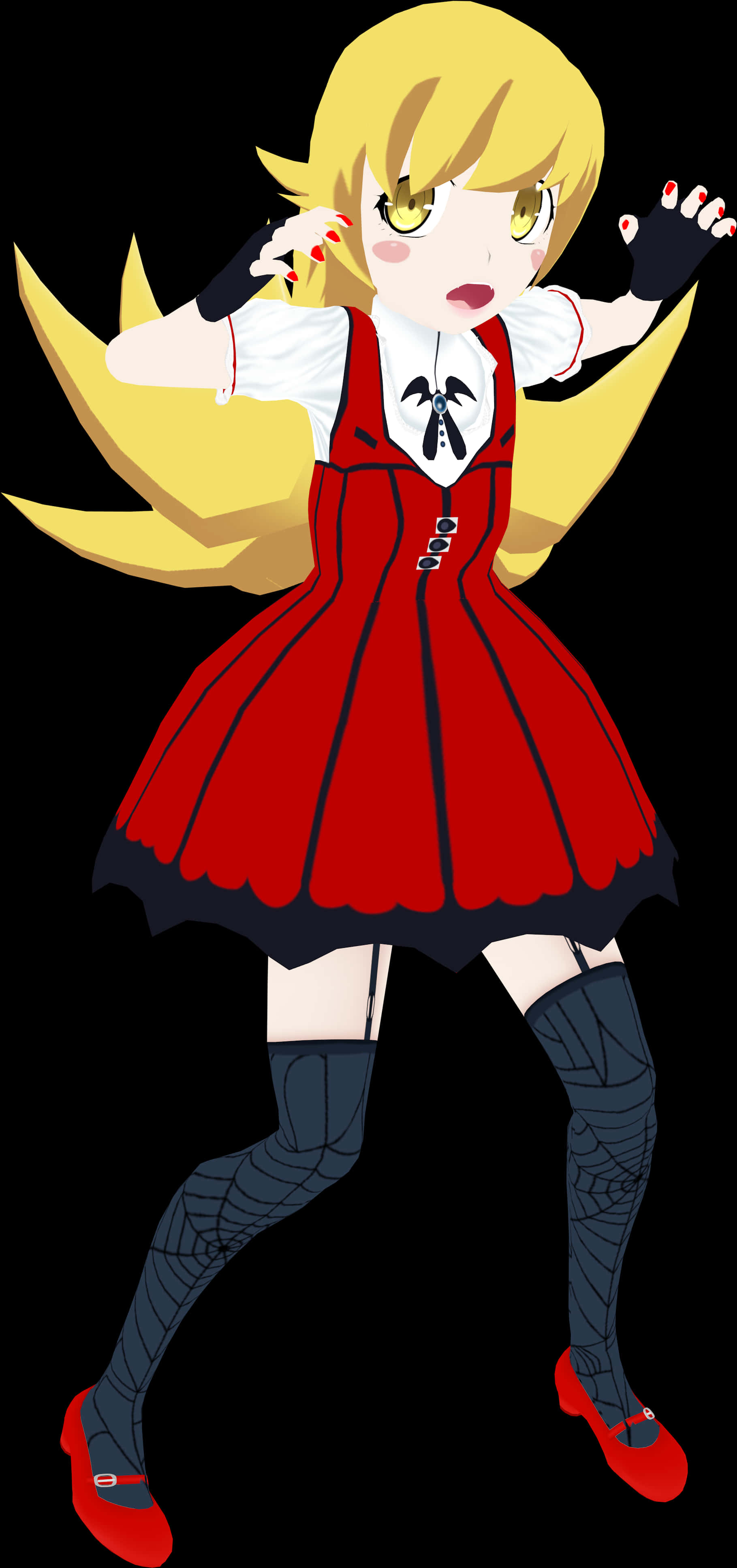 Blonde Anime Character Red Dress PNG image