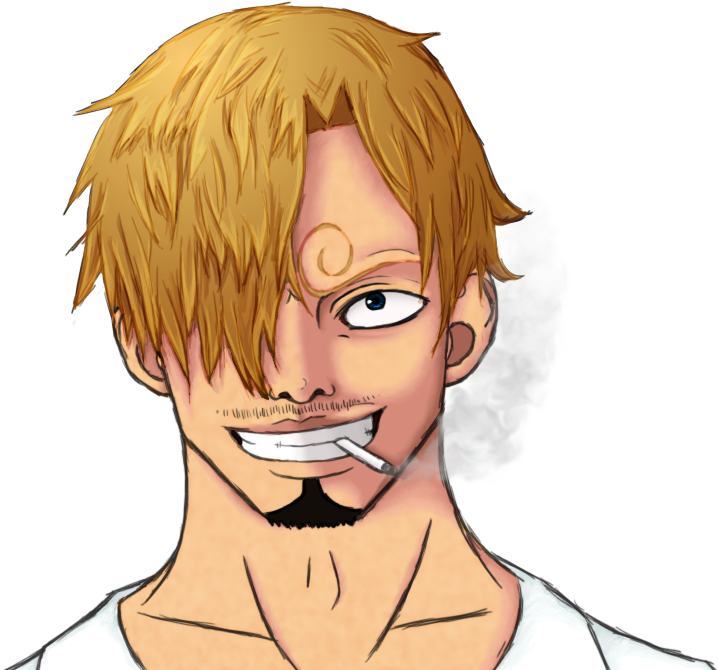 Blonde Anime Character Smoking PNG image