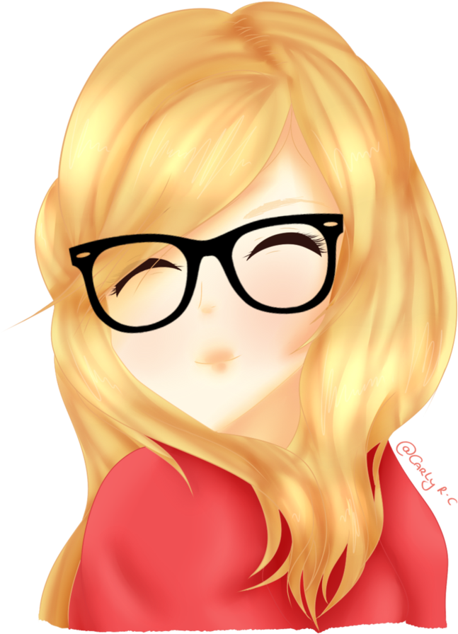 Blonde Anime Character With Black Glasses PNG image