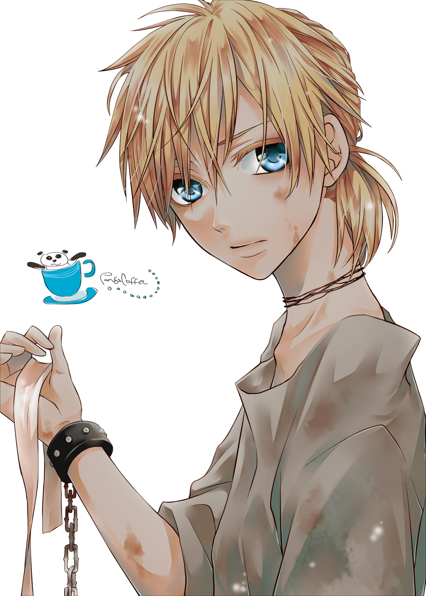 Blonde Anime Characterwith Blue Eyes PNG image