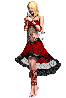 Blonde Anime Girlin Redand Black Outfit PNG image