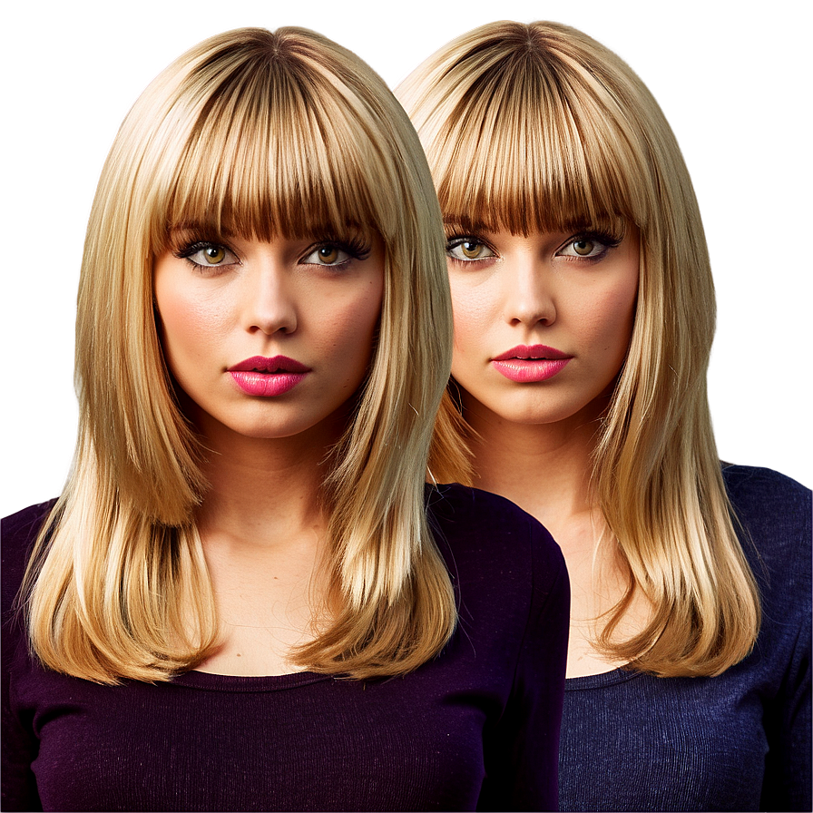 Blonde Bangs With Bob Cut Png 8 PNG image