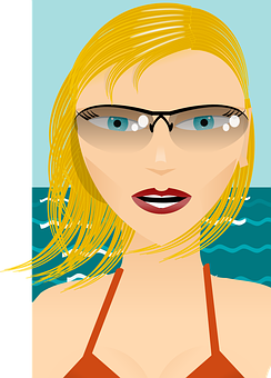 Blonde Beachgoer Cartoon PNG image