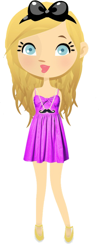 Blonde Cartoon Dollin Purple Dress PNG image
