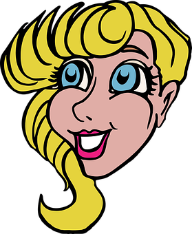 Blonde Cartoon Girl Portrait PNG image