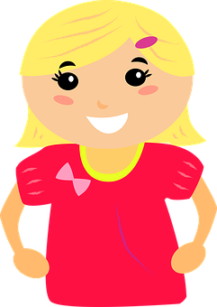 Blonde Cartoon Girlin Red Shirt PNG image