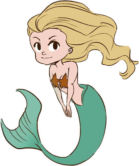 Blonde Cartoon Mermaid Illustration PNG image