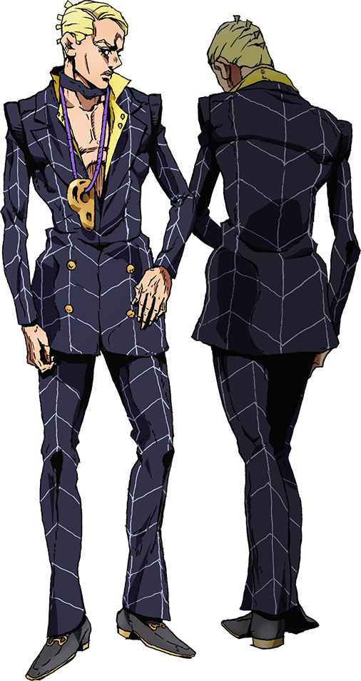 Blonde Characterin Blue Suit Jojo PNG image