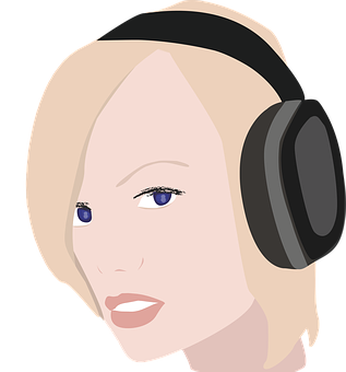 Blonde Girl Headphones Vector PNG image