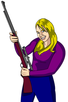 Blonde Girl Holding Rifle PNG image