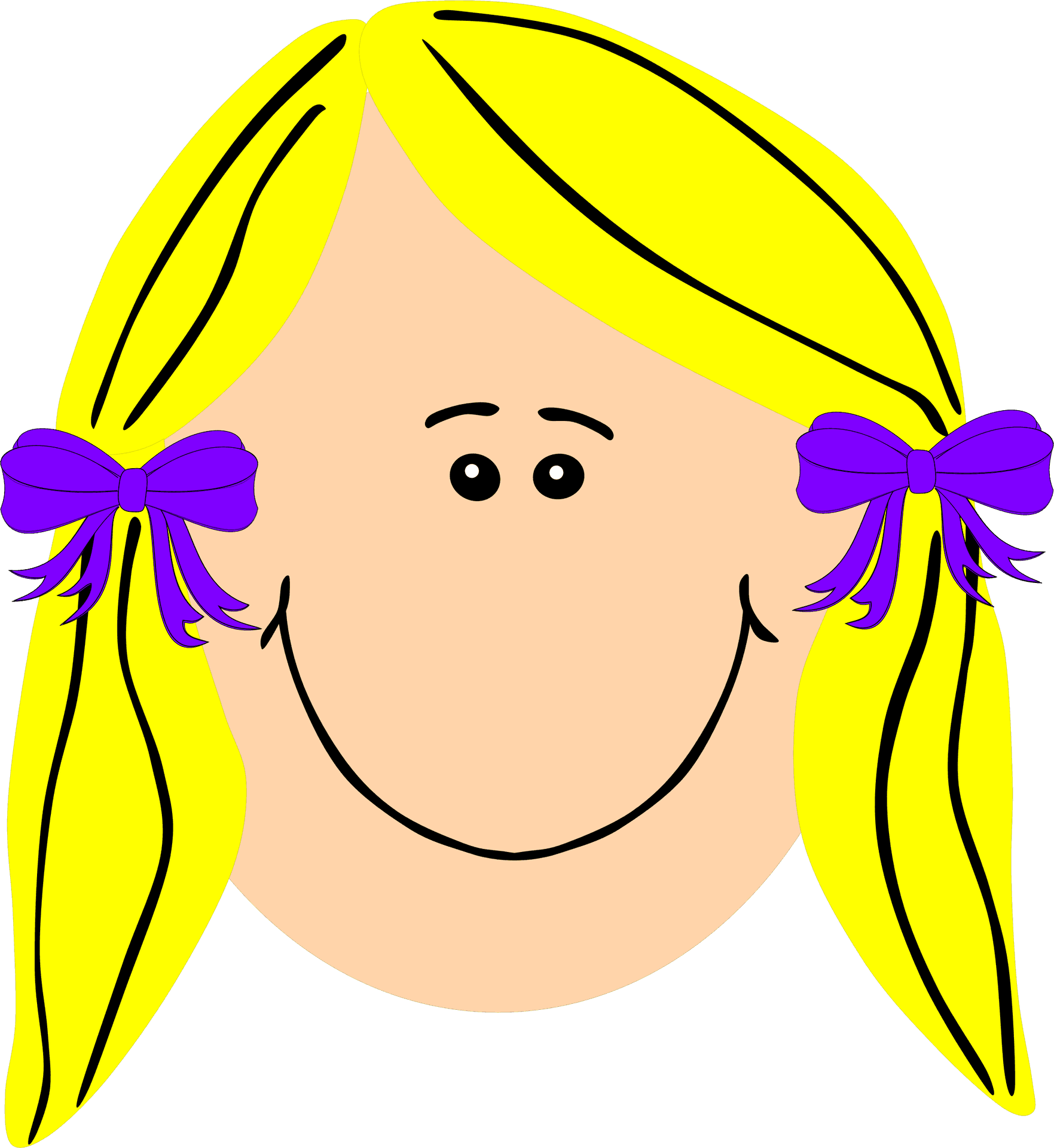 Blonde Hair Cartoon Characterwith Purple Bows PNG image