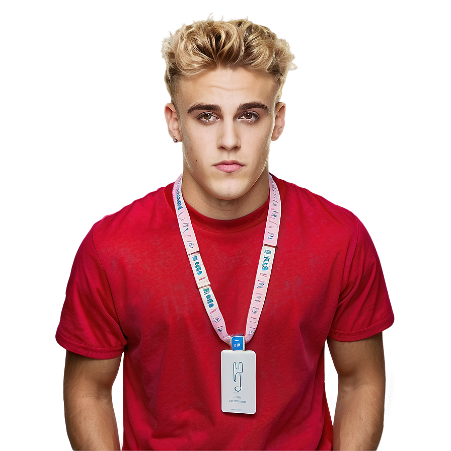 Blonde Haired Manin Red Shirt PNG image