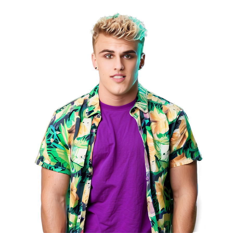 Blonde Haired Manin Tropical Shirt PNG image